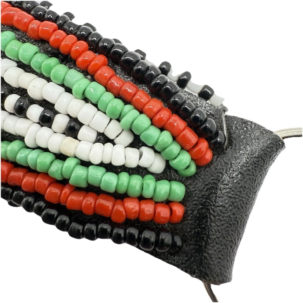 Vintage Colorful Beaded Pendant Keychain Maasai Masai Black Red Green Bag Charm - Picture 7 of 7
